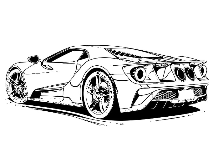 Ford GT Black and White Illustration