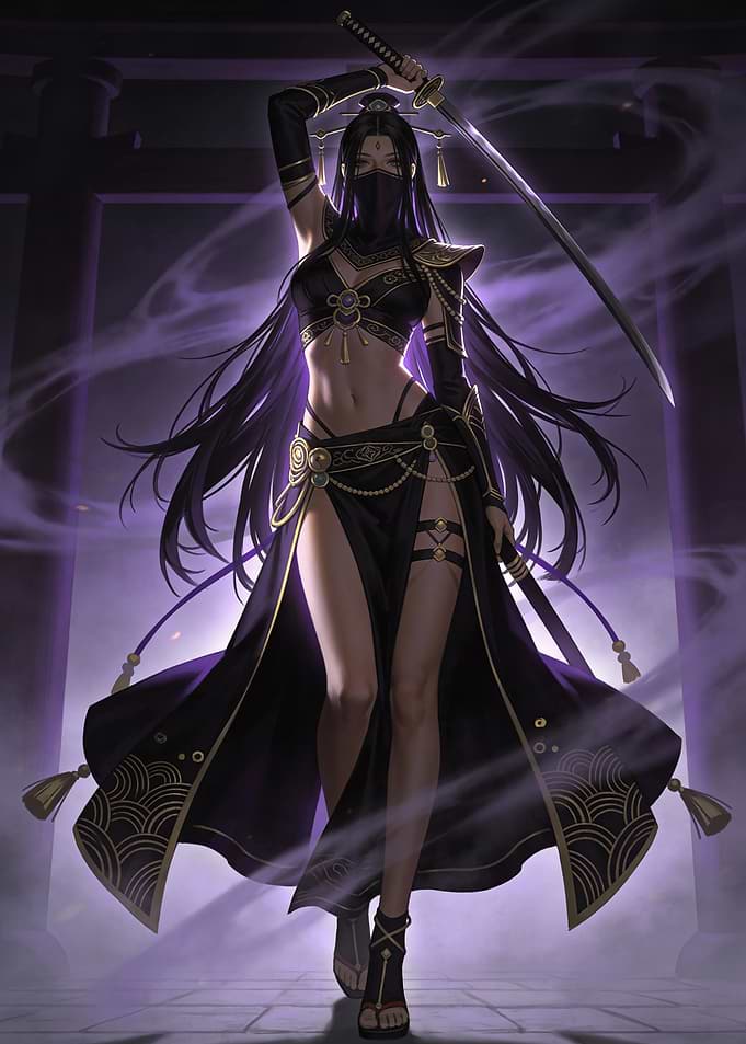 Female Ninja Warrior with Katana