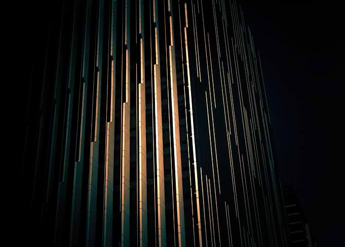Modern Building Facade at Night