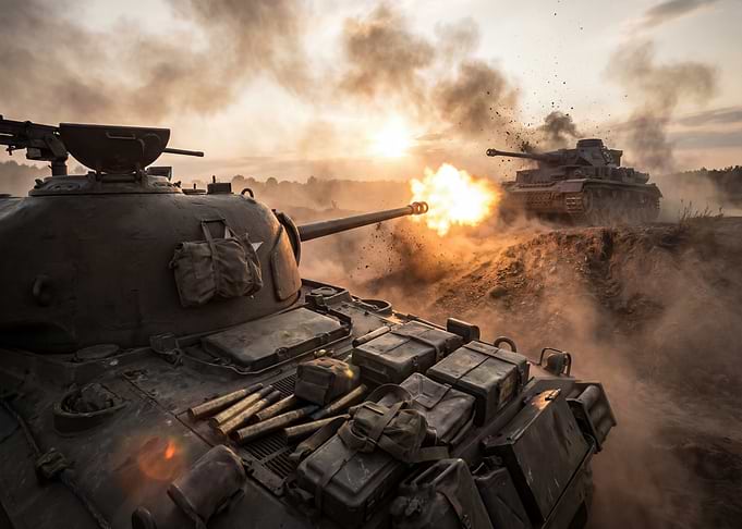 Tank Battle at Sunset