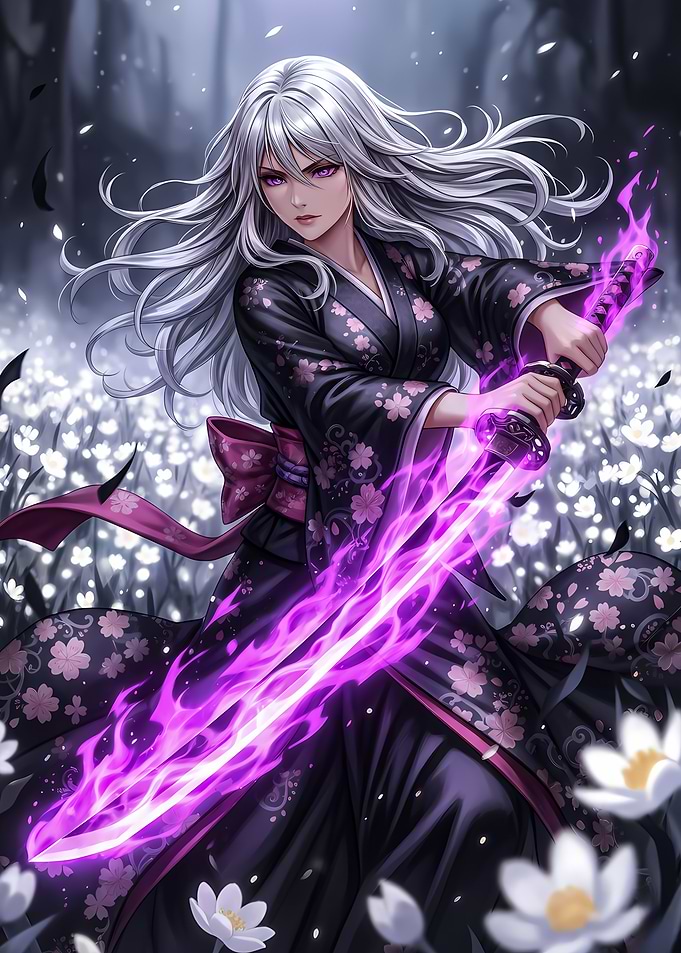 Anime Girl with Purple Sword
