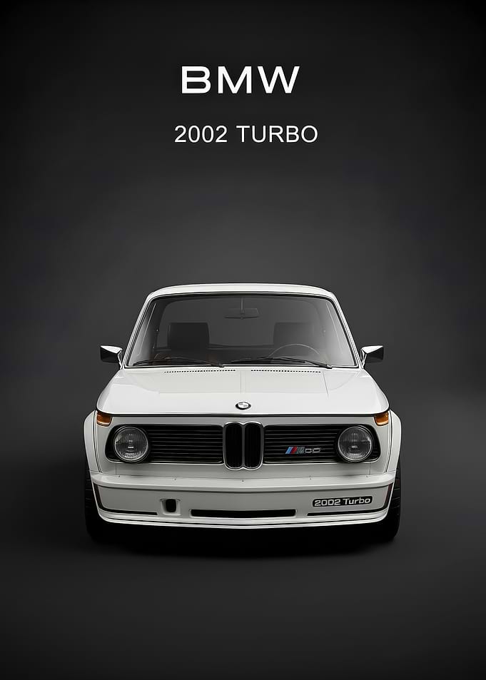 white BMW 2002 Turbo Front poster