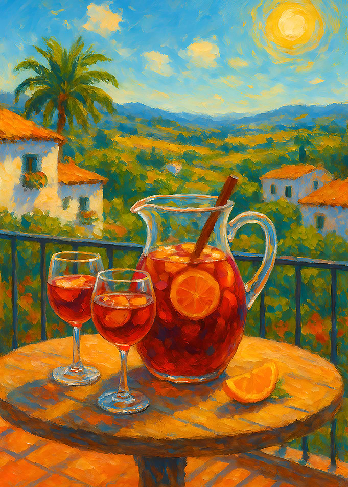 Sangria on Balcony with Landscape View