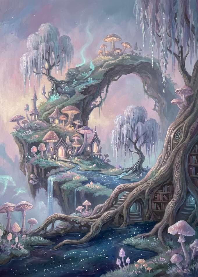 Mushroom Village Fantasy Landscape