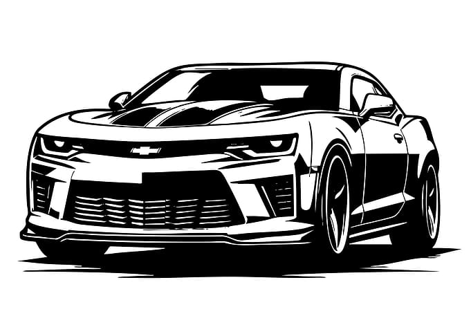 Chevrolet Camaro Black and White Illustration