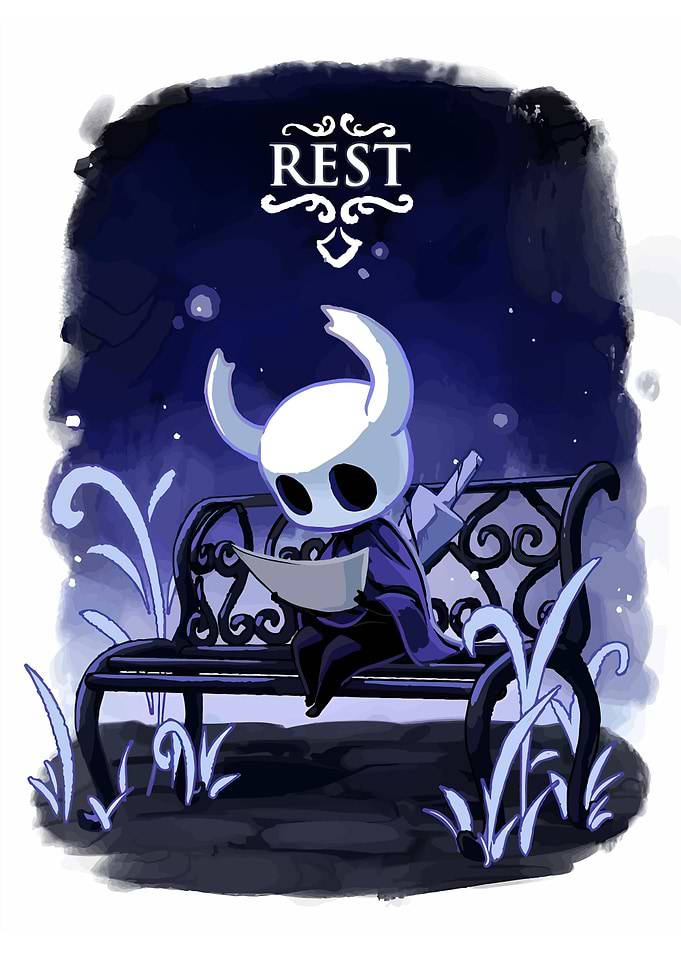 Hollow Knight Resting on Bench