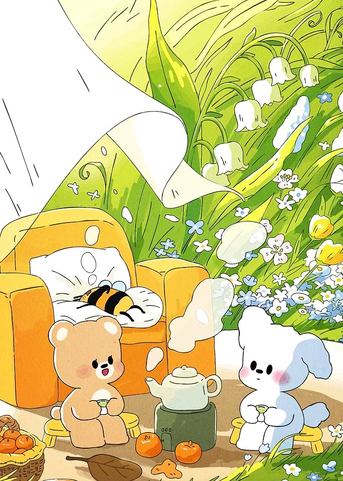 Cute Animals Tea Party in Garden