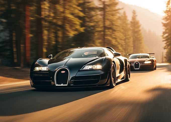 Two Bugatti on Forest Road