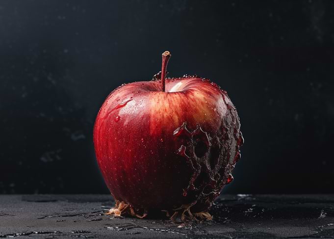 Red Apple with Water Droplets