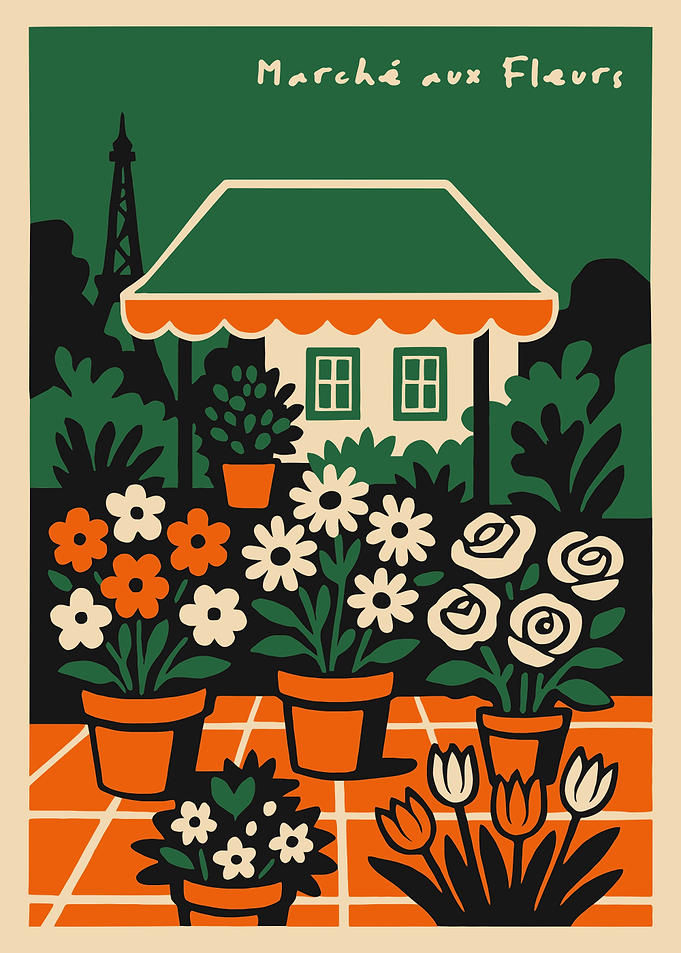 Marché aux Fleurs Floral Illustration