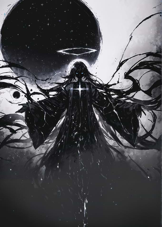 Dark Angel with Cosmic Background