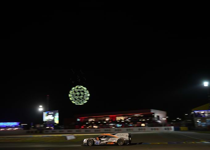 Racing car at night