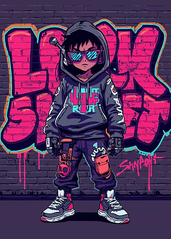 Urban Style Character with Graffiti Background