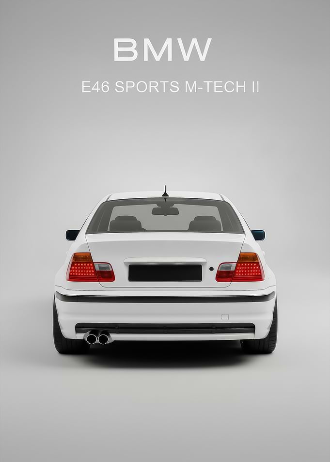 white BMW E46 Sports M back poster