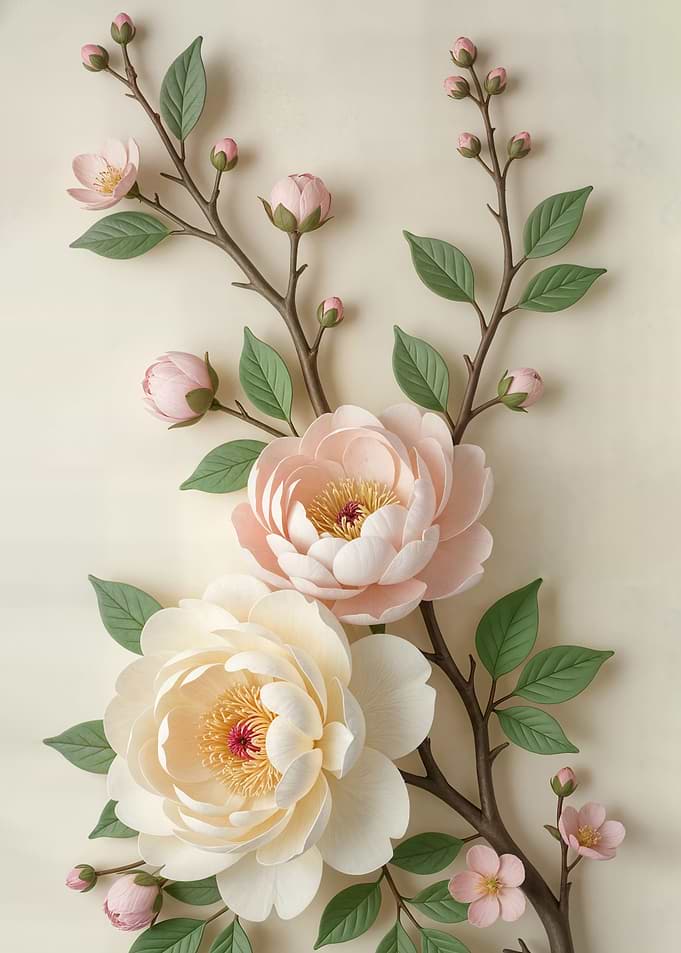 Floral Arrangement with Peonies and Blossoms