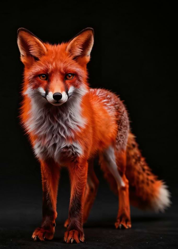 Fox Portrait on Black Background