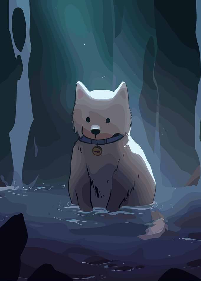 Dog in Water Digital Art