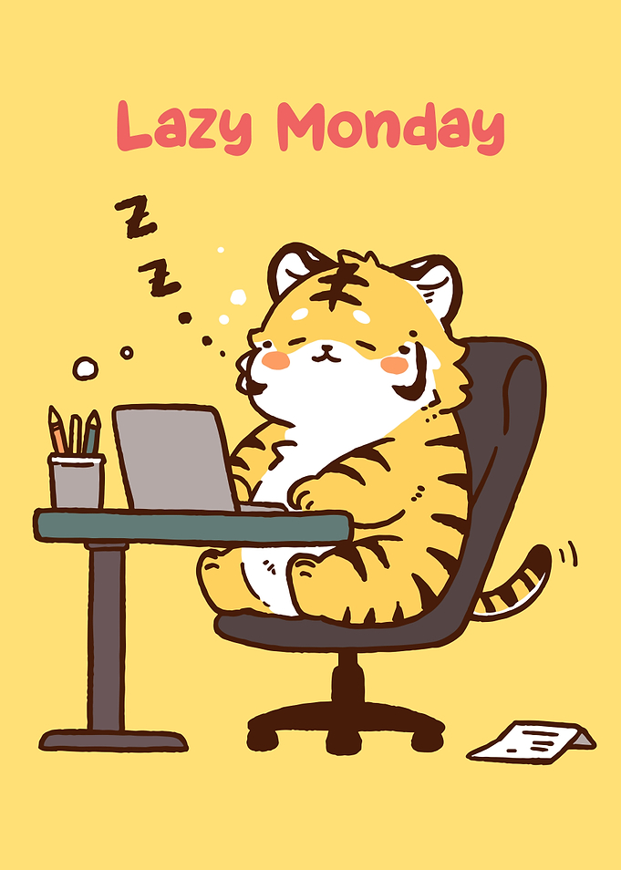 Lazy Monday Tiger Cartoon