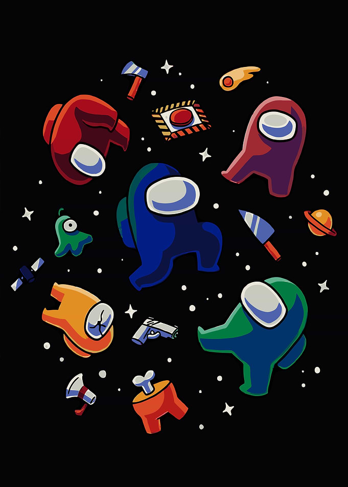 Among Us Characters in Space