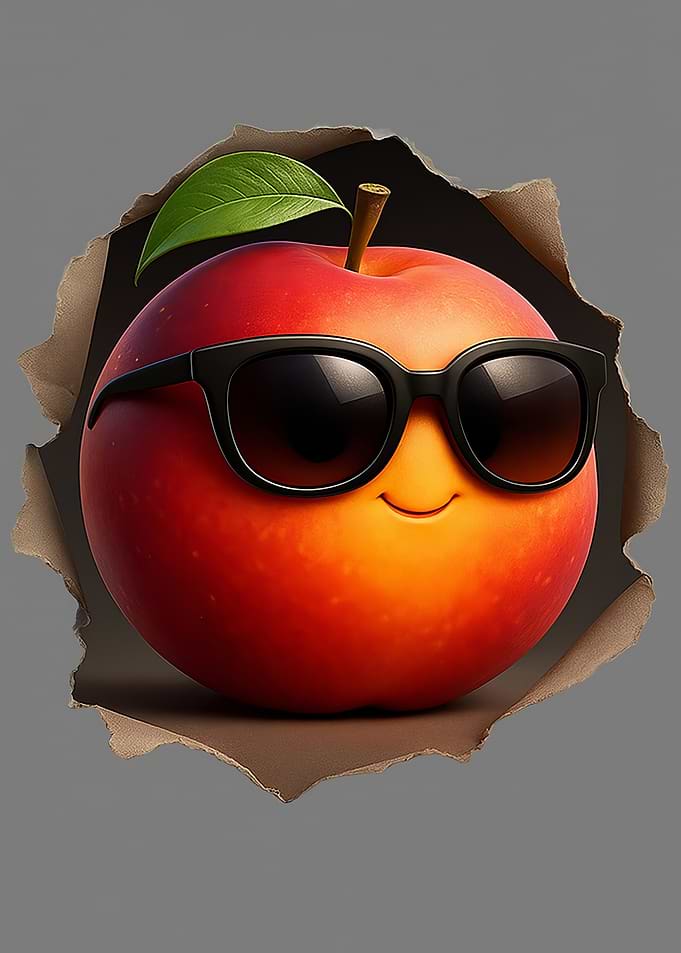 Cool Nectarine with Sunglasses