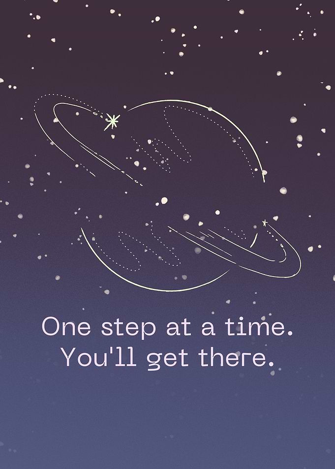 One Step at a Time Inspirational Art Poster
