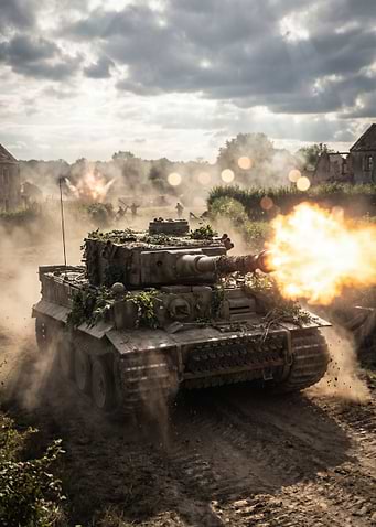 Tiger Tank firing in battle