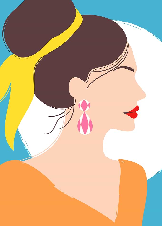 Elegant Woman Portrait with Yellow Ribbon