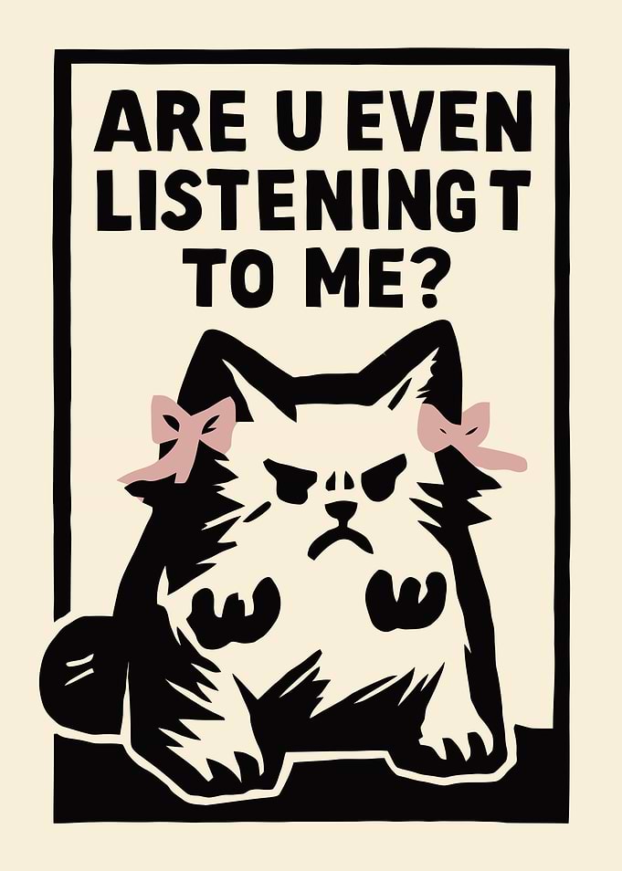 Grumpy Cat Listening Poster