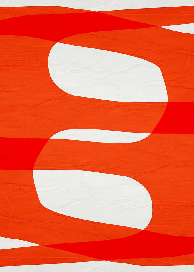 Abstract Orange and White Curves
