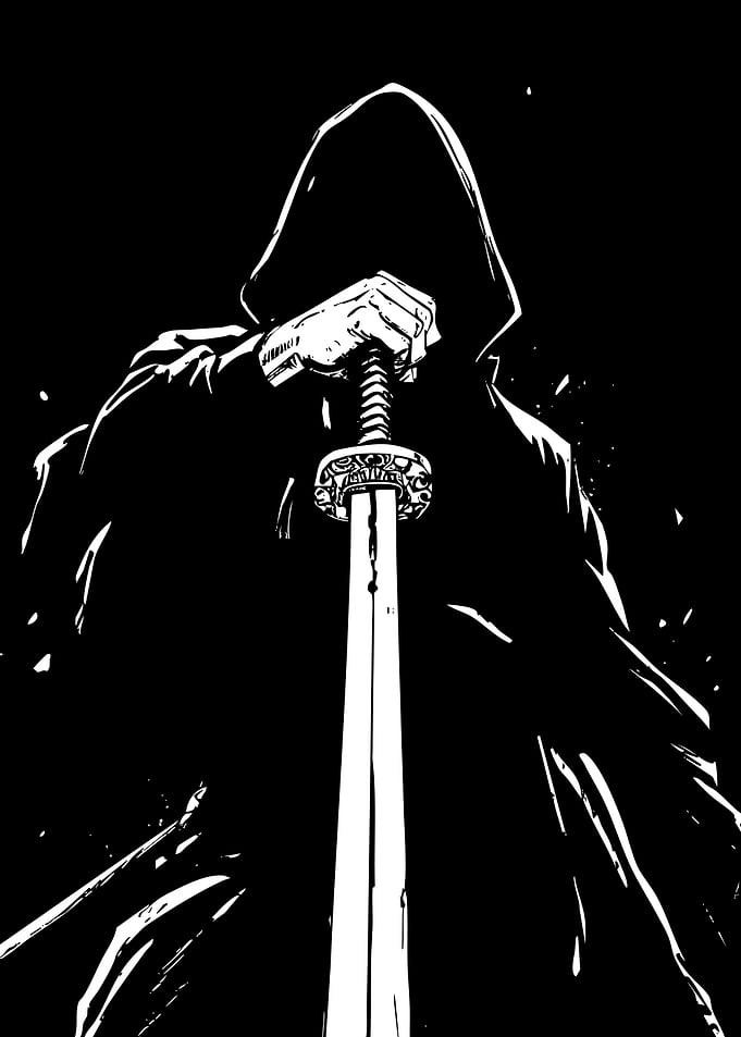 Hooded Figure with Sword