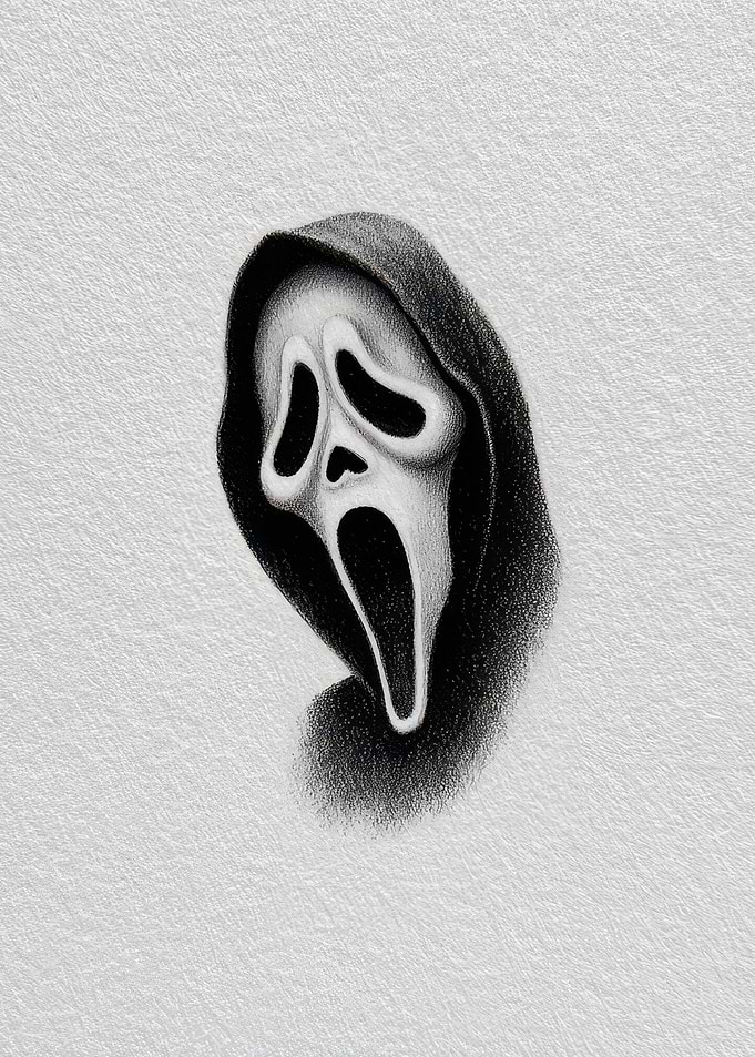 Ghostface Mask Pencil Drawing