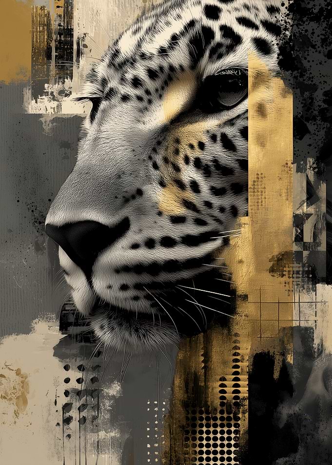 Black And Gold Leopard Collage