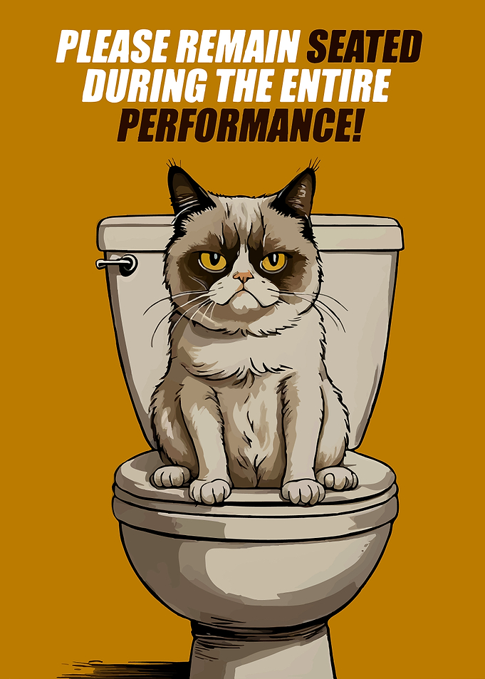 Grumpy Cat on Toilet Cartoon