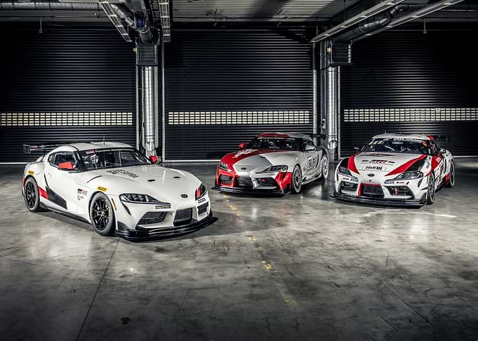 Three Toyota GR Supra Race Cars