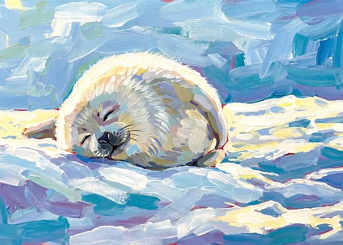 Sleeping Seal Pup Painting