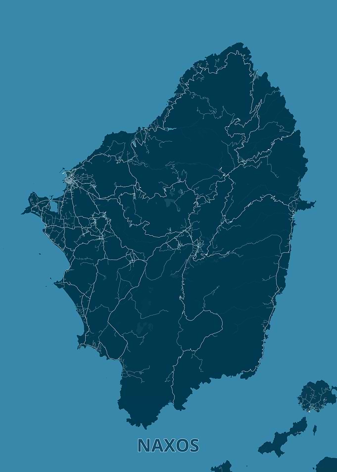 Naxos Island Map - Minimalist Design