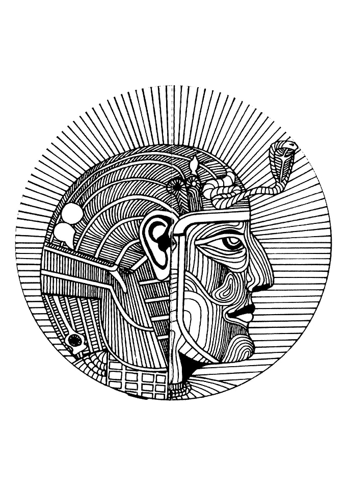 Egyptian Pharaoh Line Art Illustration