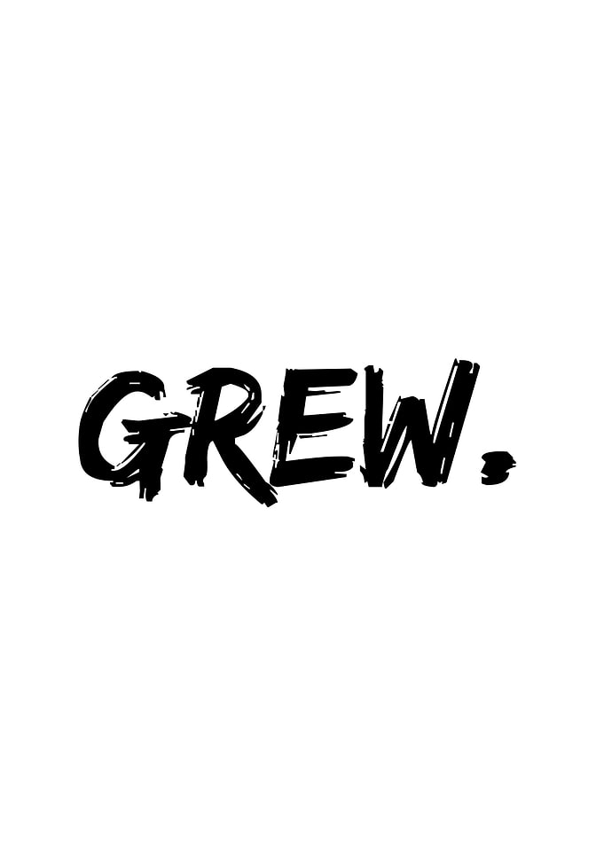 GREW. White background.