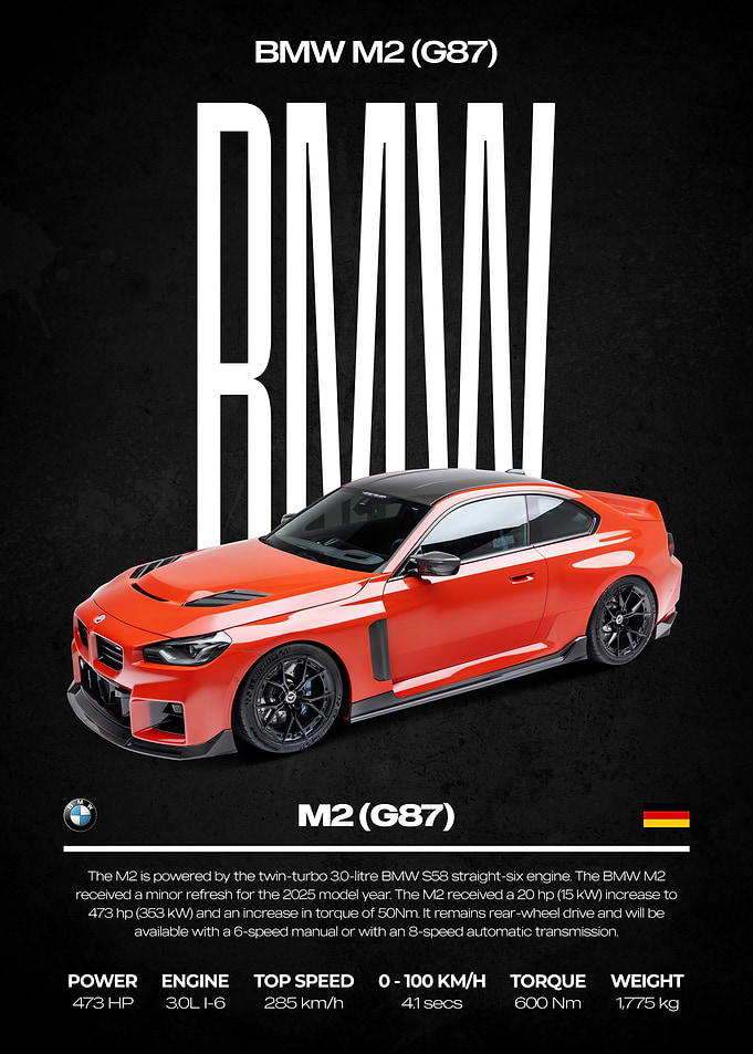 BMW M2 (G87) Car Poster