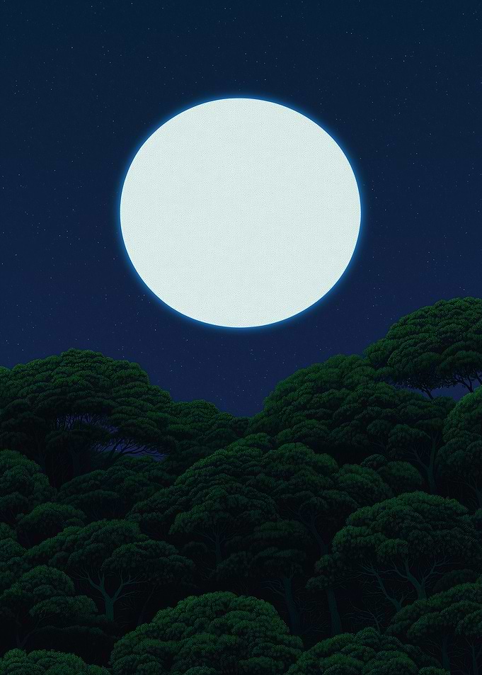 Full Moon Over Forest