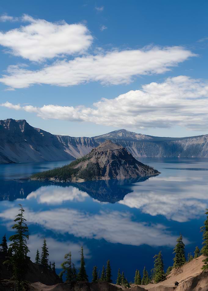 Crater Lake Landscape with Wizard Island
