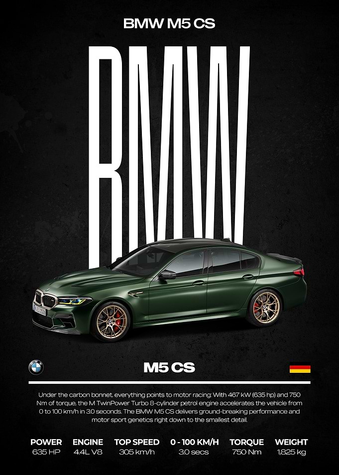 BMW M5 CS Car Poster