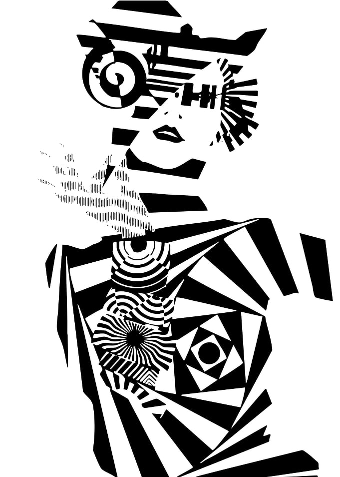Abstract Woman in Black and White