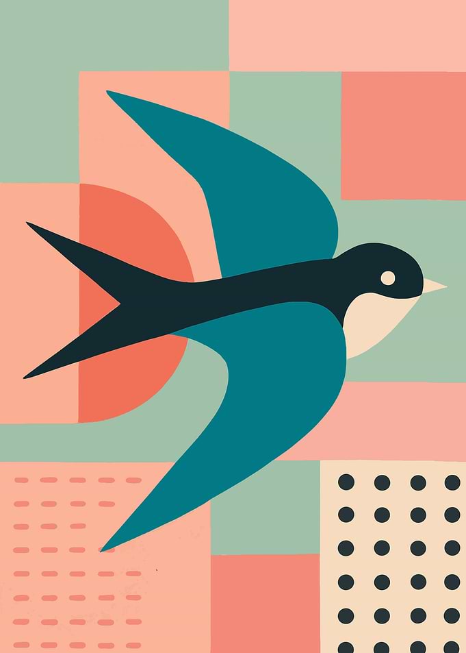Geometric swallow Art Print