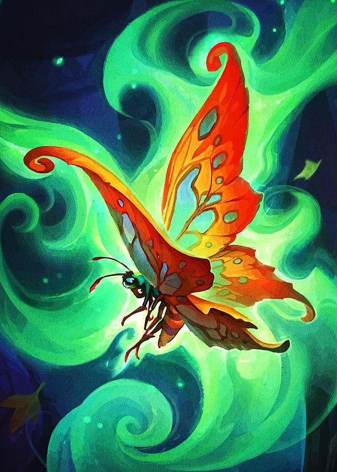 Radiant Butterfly Green Aura
