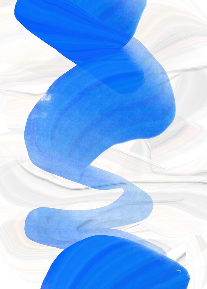 Abstract Blue Water Ink