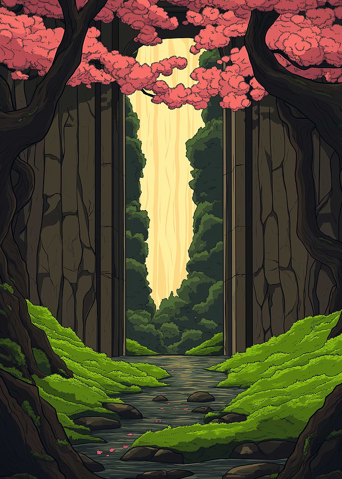 Cherry Blossom Forest River
