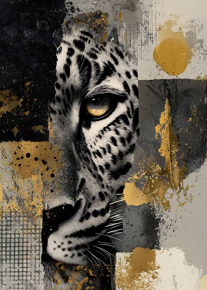 Leopard Portrait with Abstract Background