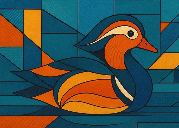 Geometric Mandarin Duck Art