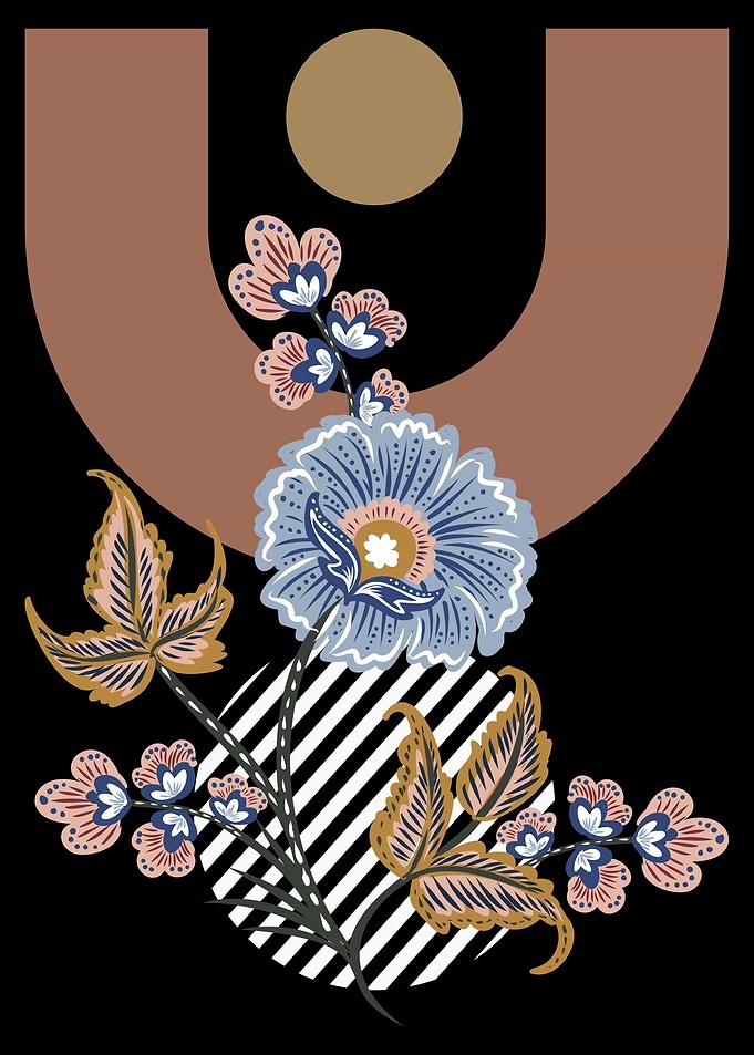 Floral Design with Geometric Elements